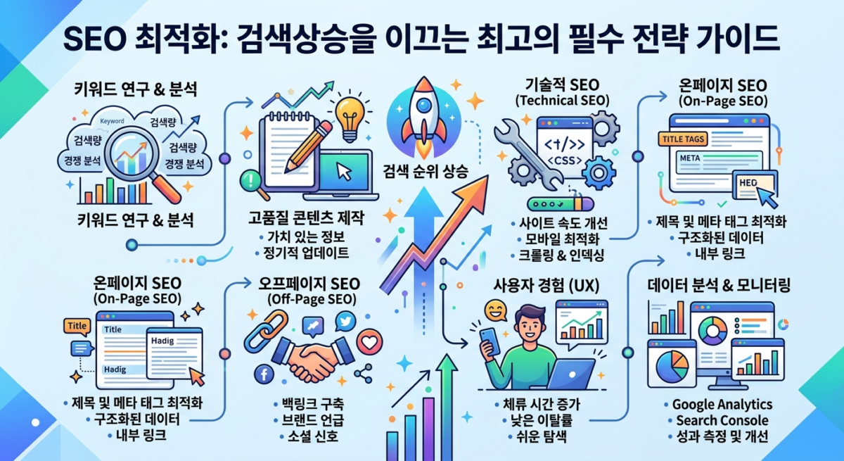 Illustration of SEO 최적화 검색상승을 이끄는 최고의 필수 전략 가이드